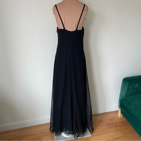 ESTEVEZ Square Neckline Sleeveless Black Chiffon Maxi Gown Long Dress Size 8 - Picture 6 of 10
